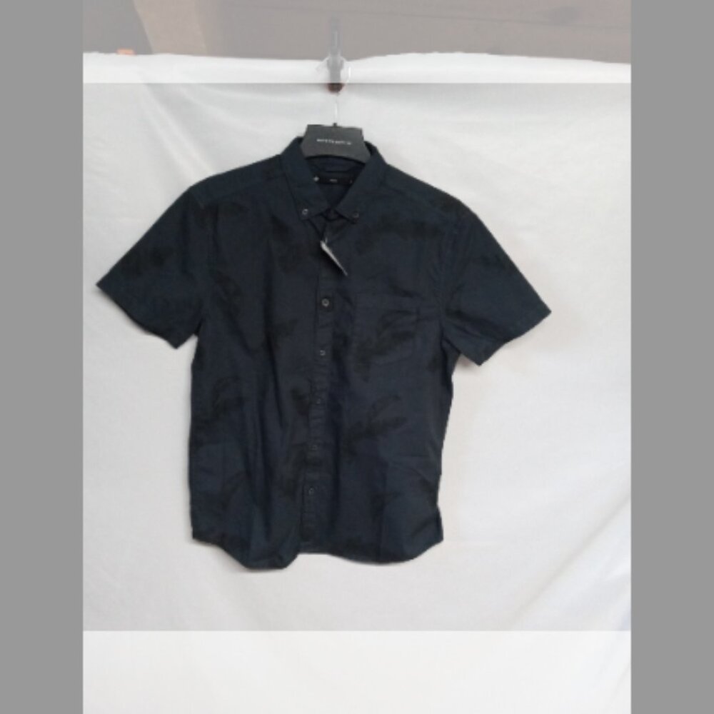 Men's Smart Casual Button Front Floral charcoal